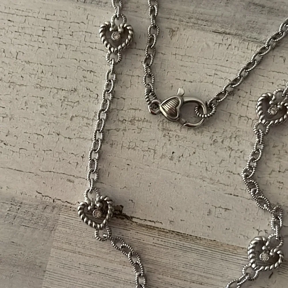 Judith Ripka Pink CZ Heart Enhancer Sterling Silver Station Necklace